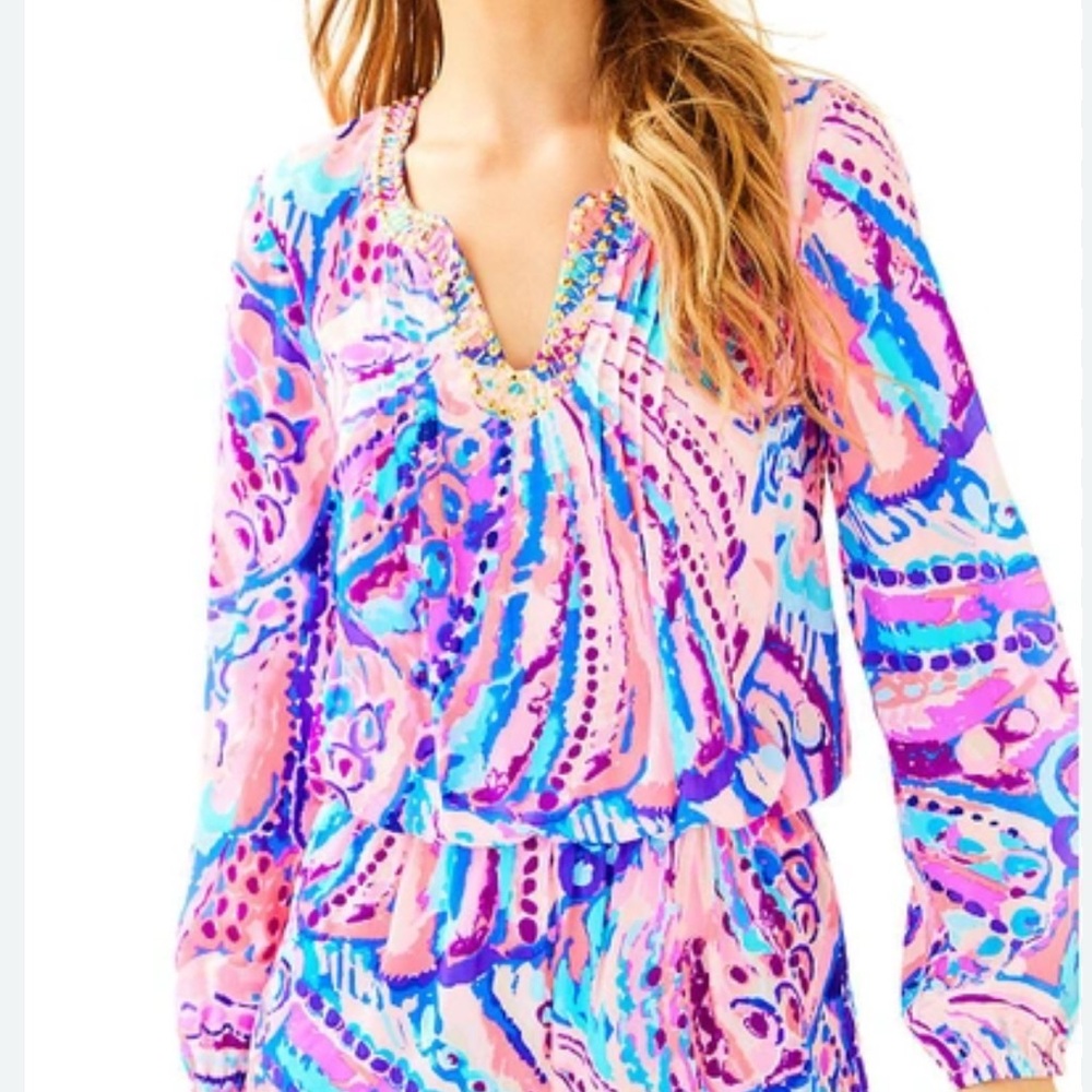 Lilly Pulitzer Vibrant Pink and Blue Jumpsuit
